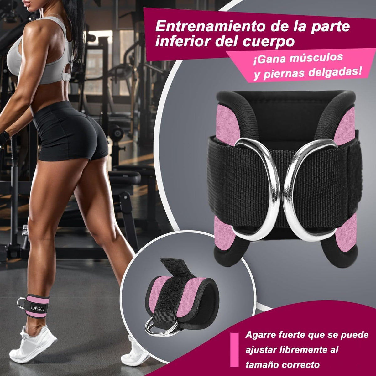 ® 2 Pack Ankle Pulleys Gym - Ankle Brace for Pulley Padded with Velcro for Women and Men - Gym Ankle Strap for Cable Machine Fitness and Gym - Gym