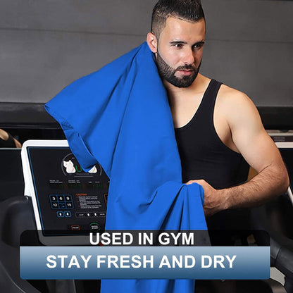 2 Pack Absorbent Gym Towels for Working Out Sweat Microfiber Camping Towels for Body Quick Dry Gym Towel with Bag for Sport, Camping, Swimming (Navy)