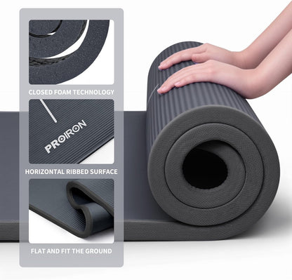 Yoga Mat NBR 10Mm Thick Non-Slip Exercise Mat with Carrying Strap