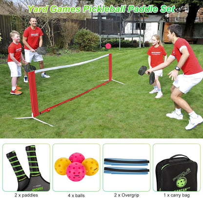 Graphite Pickleball Paddles, Pro Pickleball Paddle Set of 2 Lightweight Carbon Fiber Pickleball Racket with 4 Pickleball Balls & Portable Bag Polymer Soft Non-Slip Grip