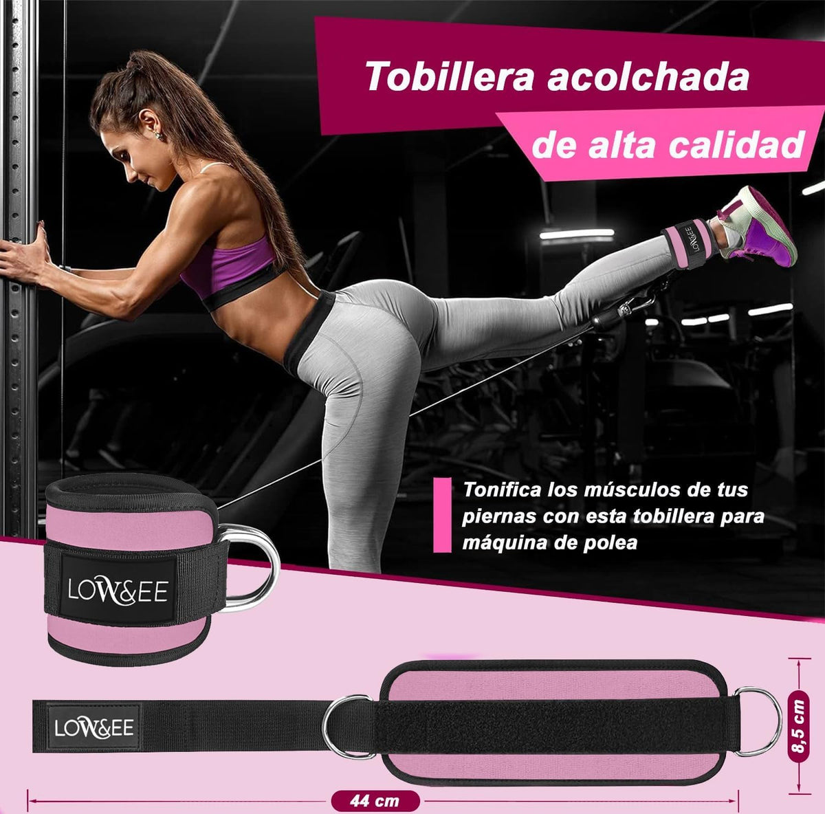 ® 2 Pack Ankle Pulleys Gym - Ankle Brace for Pulley Padded with Velcro for Women and Men - Gym Ankle Strap for Cable Machine Fitness and Gym - Gym