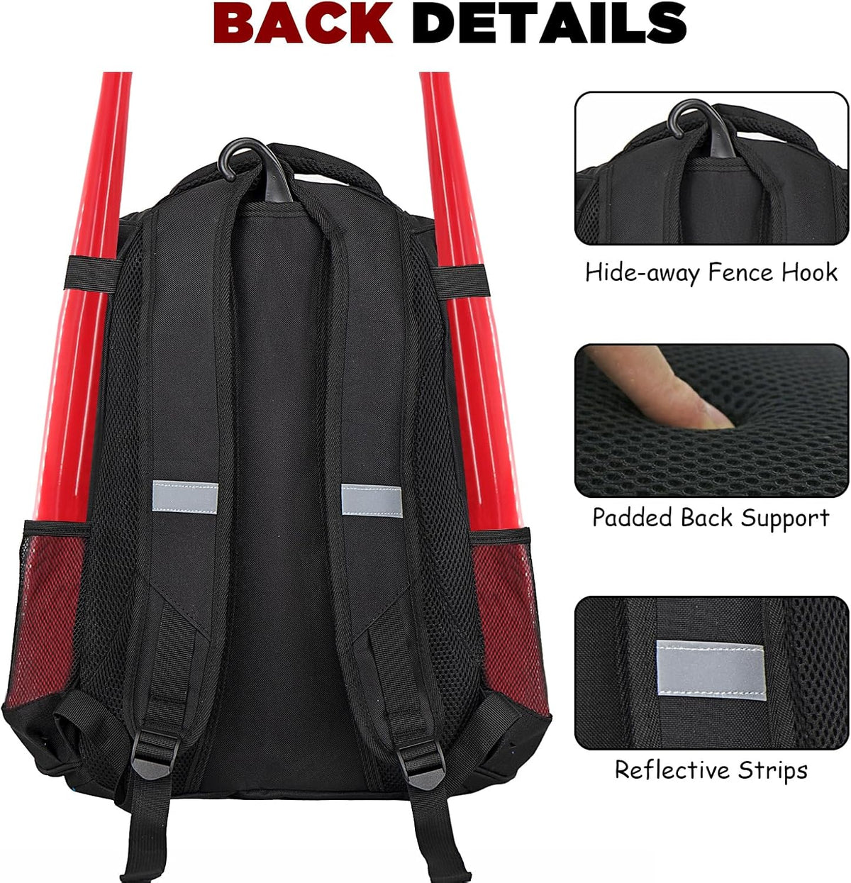 Softball Bag,Baseball Bag with Shoes Compartment and 2 Bat Holders
