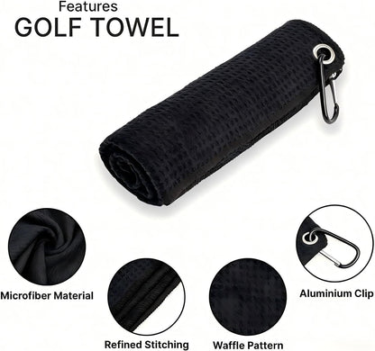 Ultimate Golf Towel & Keychain Set – Funny Microfiber Towel with Clip & Stainless Steel Golf Ball Keychain for Passionate Golfers