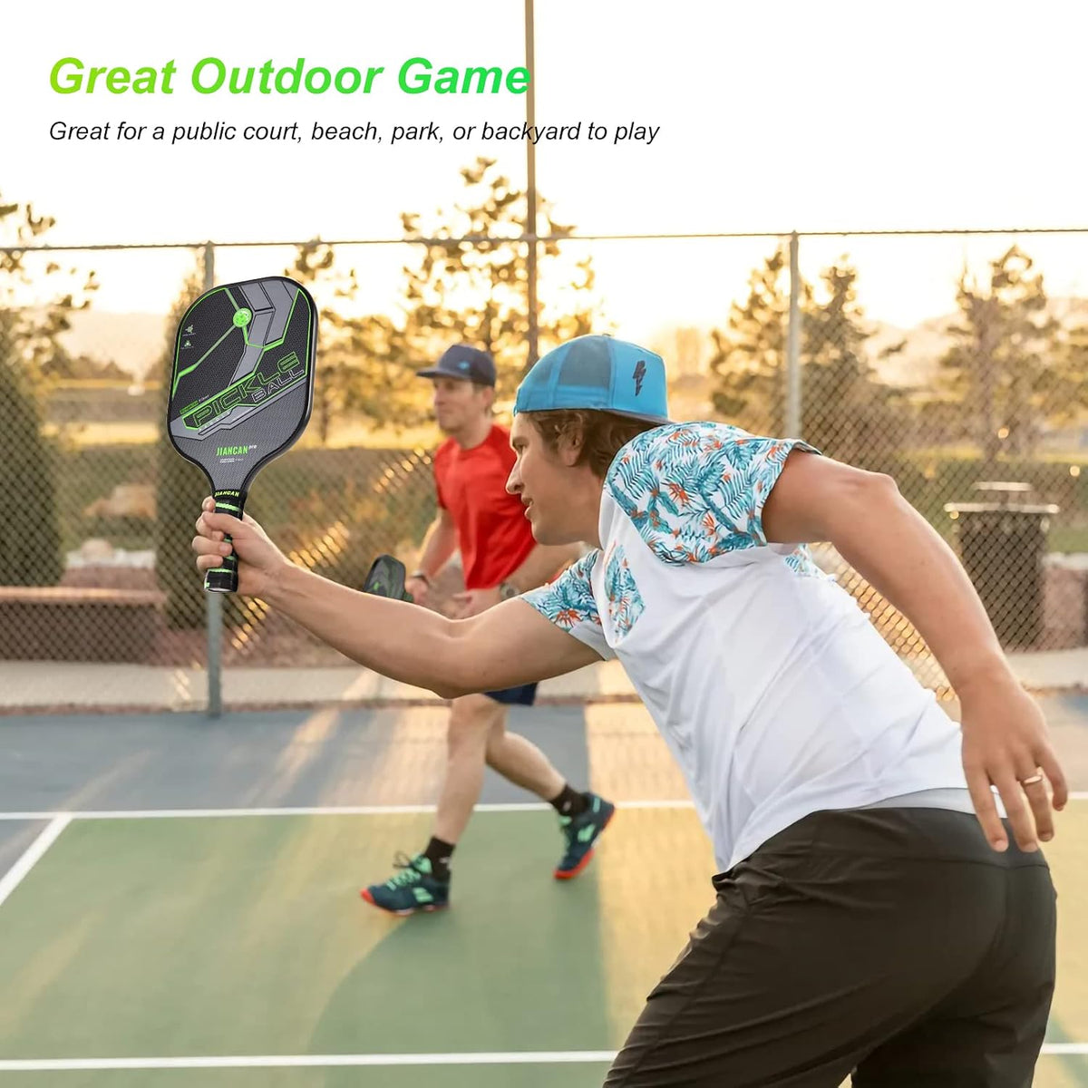 Graphite Pickleball Paddles, Pro Pickleball Paddle Set of 2 Lightweight Carbon Fiber Pickleball Racket with 4 Pickleball Balls & Portable Bag Polymer Soft Non-Slip Grip