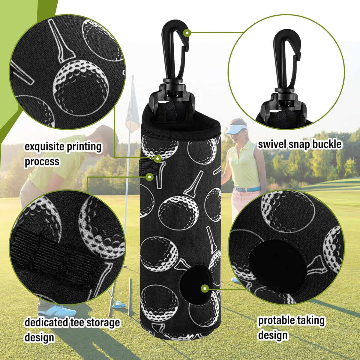 Ultimate 12-Piece Golf Accessories Kit for Women – Stylish Black Golf Tees, Towel, Ball Bag, and More!