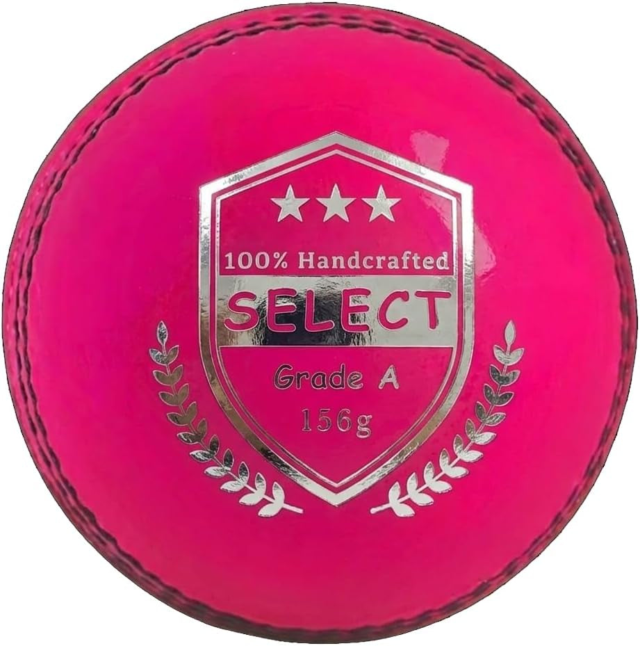 Select Leather Cricket Ball for Match, Practice & Training | Senior 5.5Oz & Junior 4.75Oz Genuine Leather Hard Cricket Balls in Red, White, Pink or Red&White