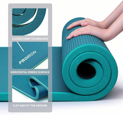Yoga Mat NBR 10Mm Thick Non-Slip Exercise Mat with Carrying Strap