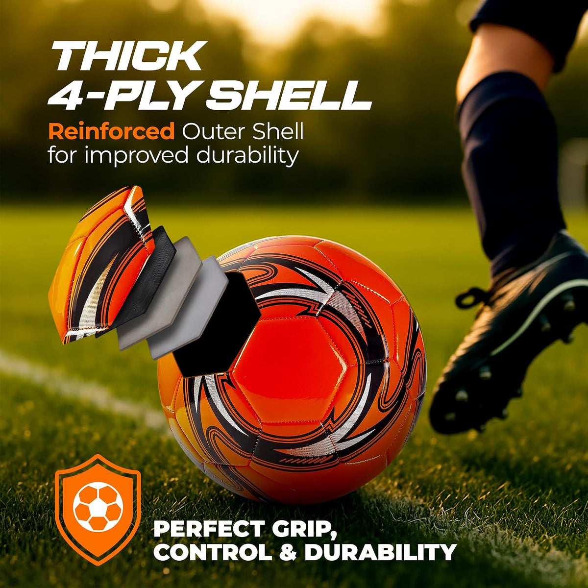 Soccer Ball Helix- Size 3 4 5 - Official Match Grade Soccer Balls - Attractive and Durable Design