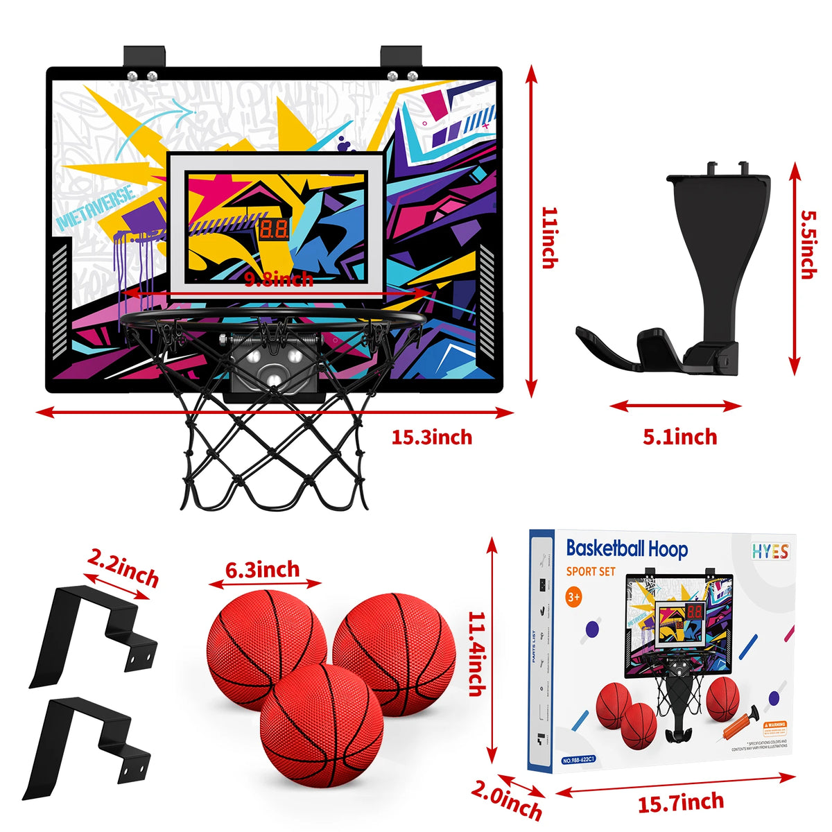 Exciting Outdoor Basketball Hoop for Kids - Mini Indoor Basketball Set with 3 Balls for Ages 3 to 12+
