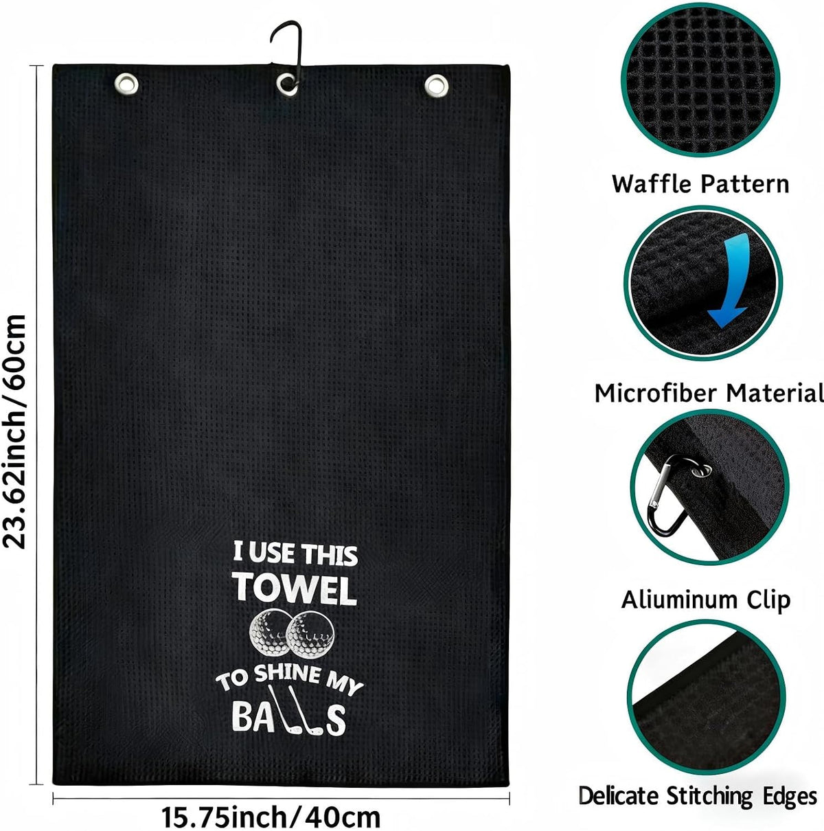 Ultimate Golf Towel & Keychain Set – Funny Microfiber Towel with Clip & Stainless Steel Golf Ball Keychain for Passionate Golfers
