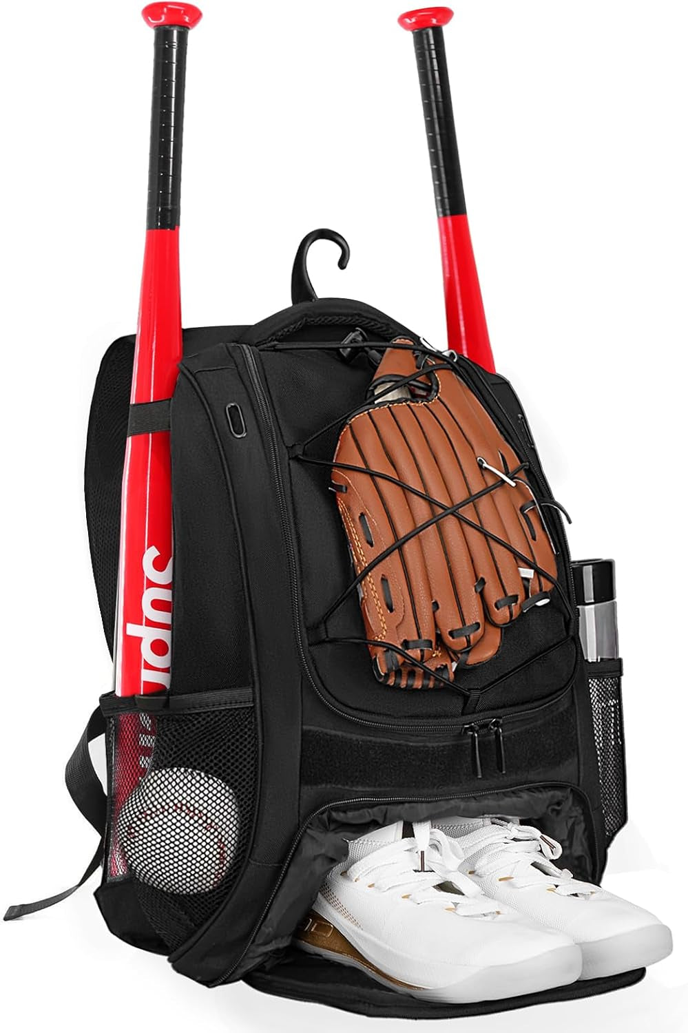 Softball Bag,Baseball Bag with Shoes Compartment and 2 Bat Holders