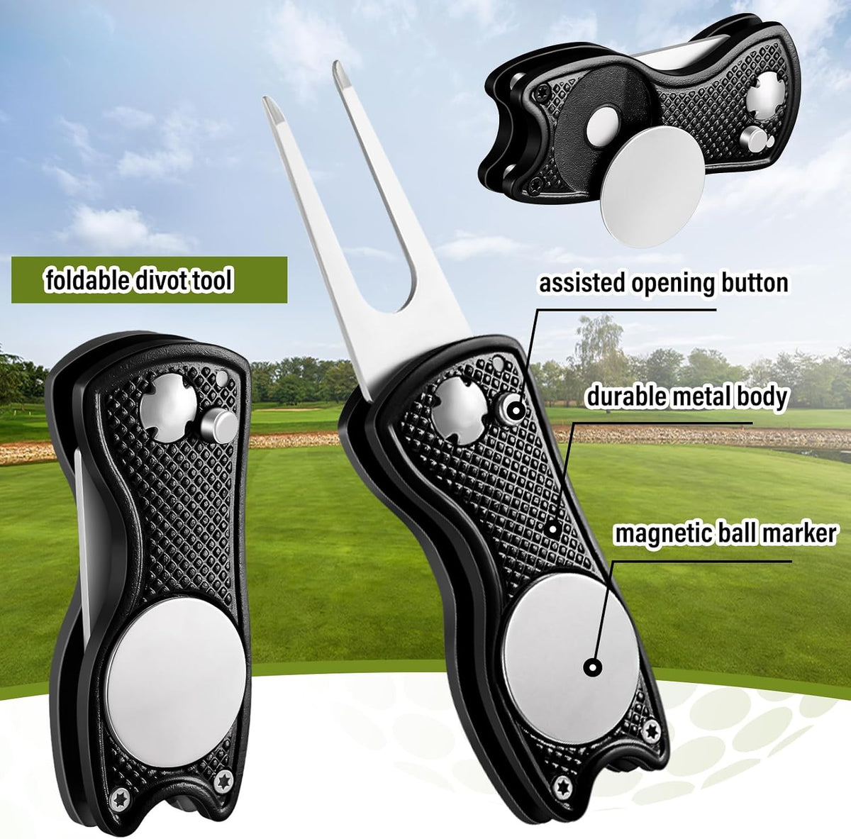 Ultimate 12-Piece Golf Accessories Kit for Women – Stylish Black Golf Tees, Towel, Ball Bag, and More!