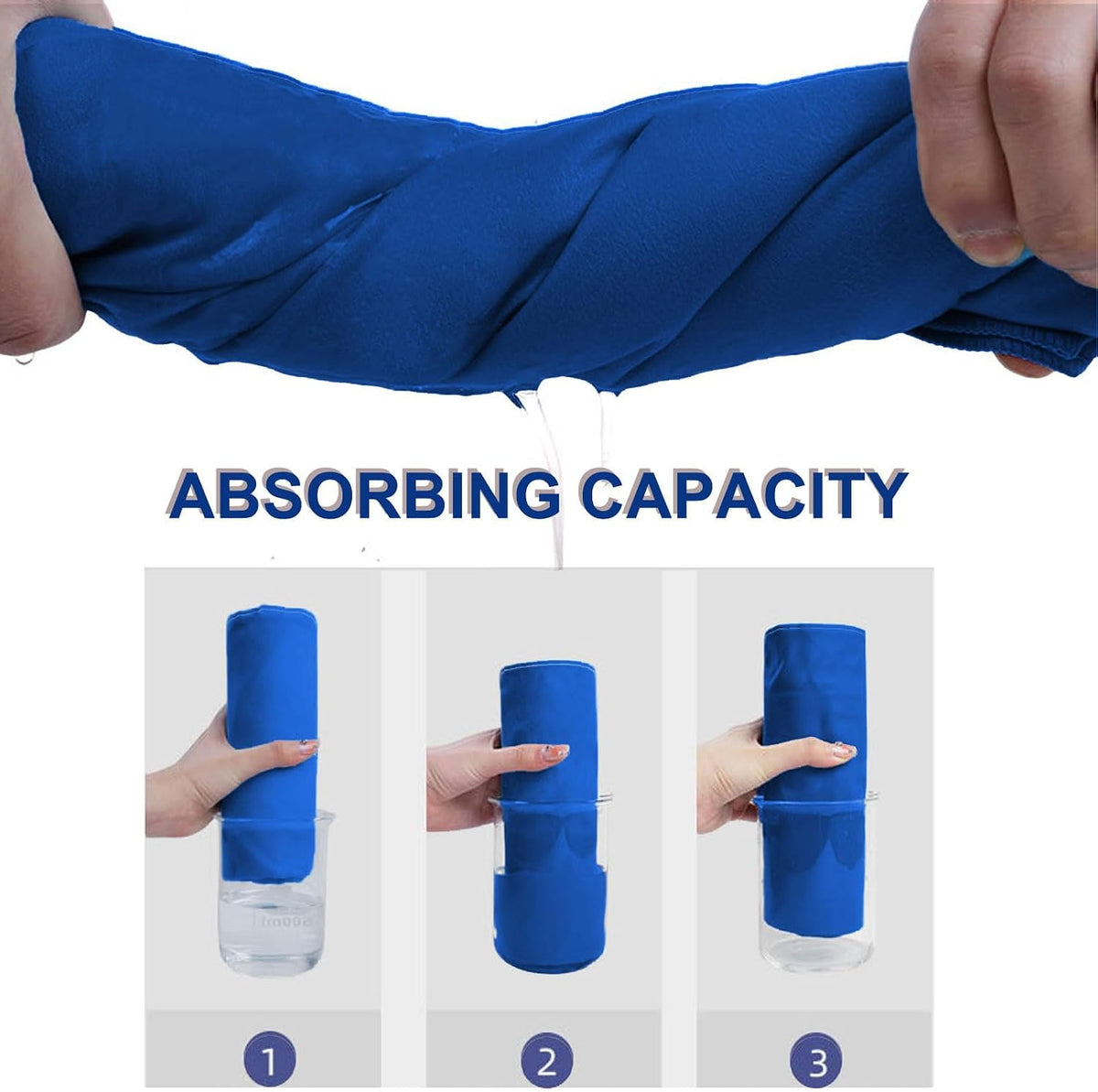 2 Pack Absorbent Gym Towels for Working Out Sweat Microfiber Camping Towels for Body Quick Dry Gym Towel with Bag for Sport, Camping, Swimming (Navy)