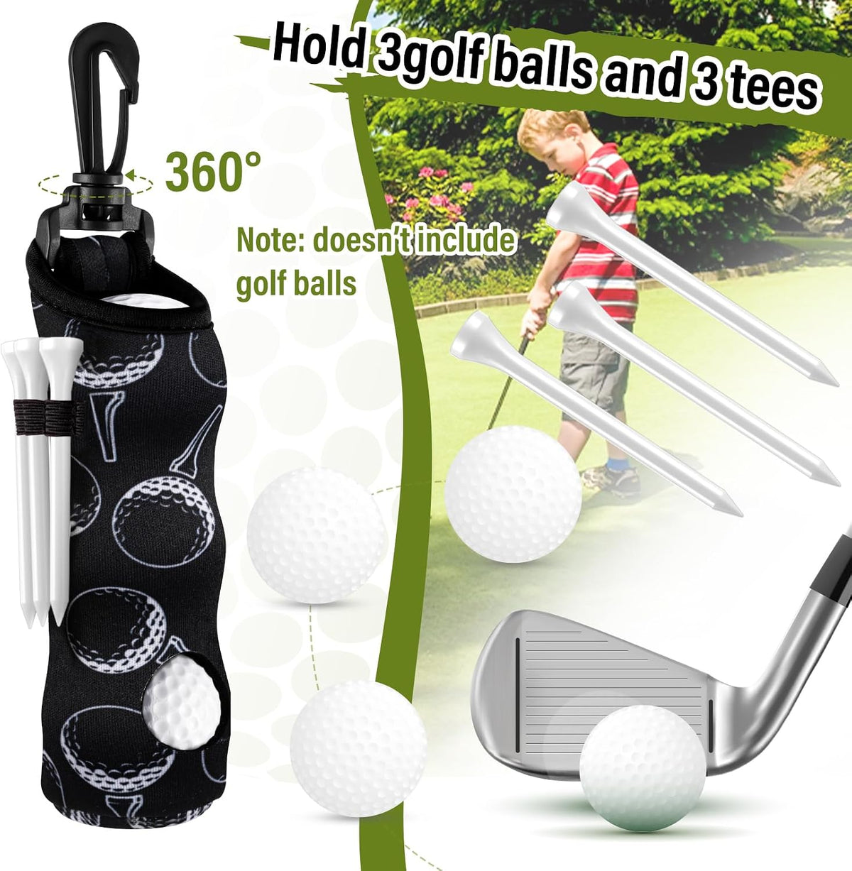 Ultimate 12-Piece Golf Accessories Kit for Women – Stylish Black Golf Tees, Towel, Ball Bag, and More!