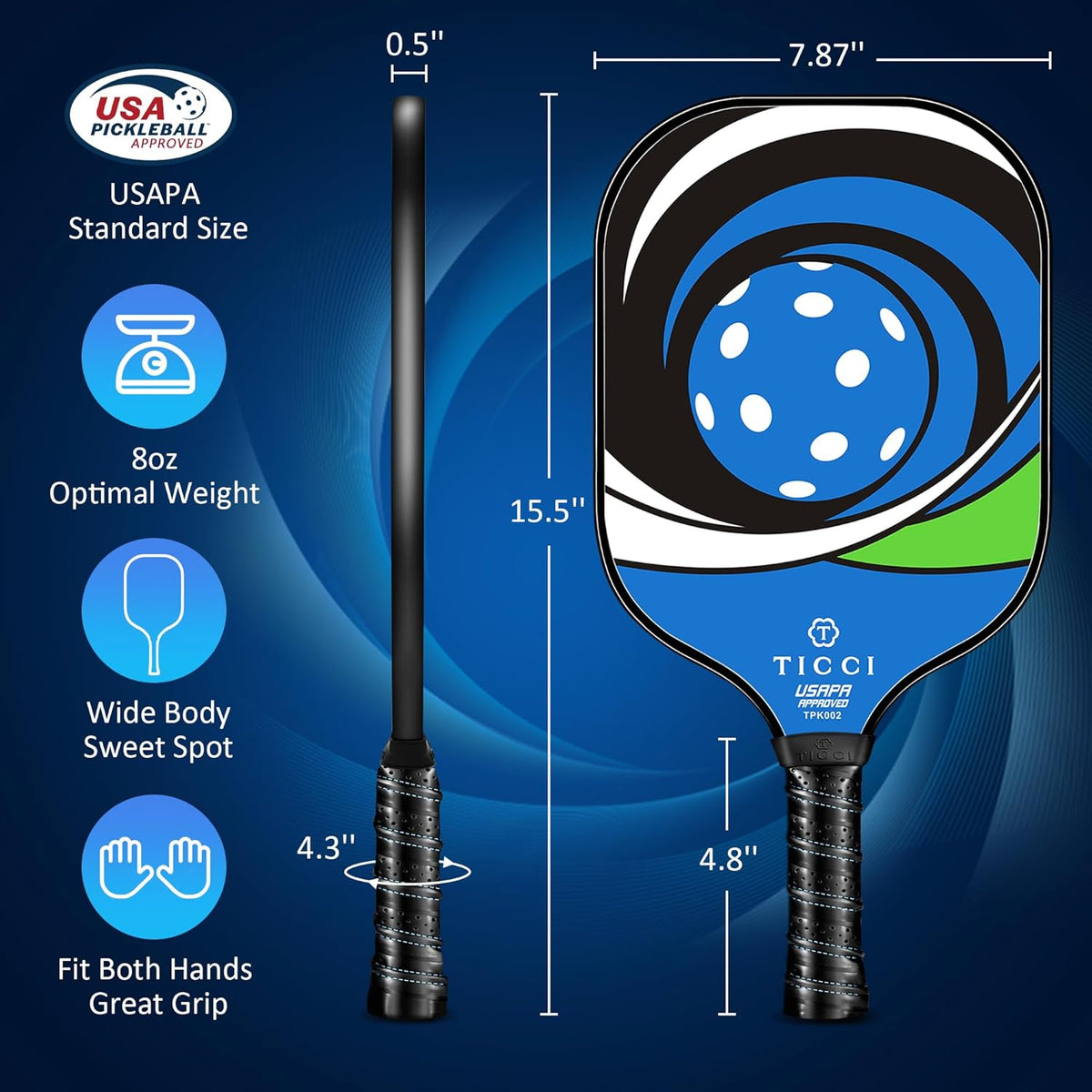 Pickleball Paddles Set of 2, USAPA Approved Fiberglass Pickleball Set with 4 Balls & Carry Bag, Lightweight Rackets for Beginners & Adults