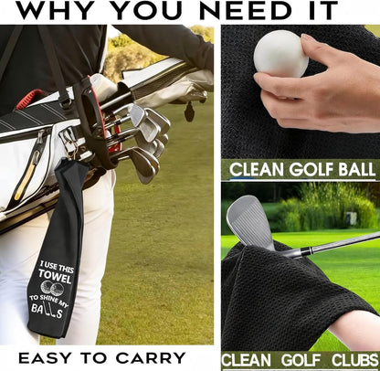 Ultimate Golf Towel & Keychain Set – Funny Microfiber Towel with Clip & Stainless Steel Golf Ball Keychain for Passionate Golfers