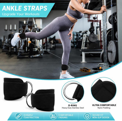 Ultimate Barbell Pad Set for Squats and Hip Thrusts – 9-Piece Foam Weight Lifting Kit with Ankle Straps, Resistance Bands, and Carry Bag