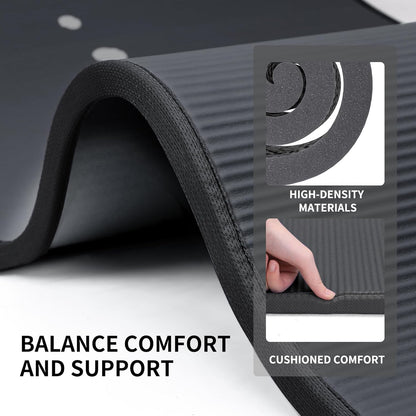 Yoga Mat NBR 10Mm Thick Non-Slip Exercise Mat with Carrying Strap