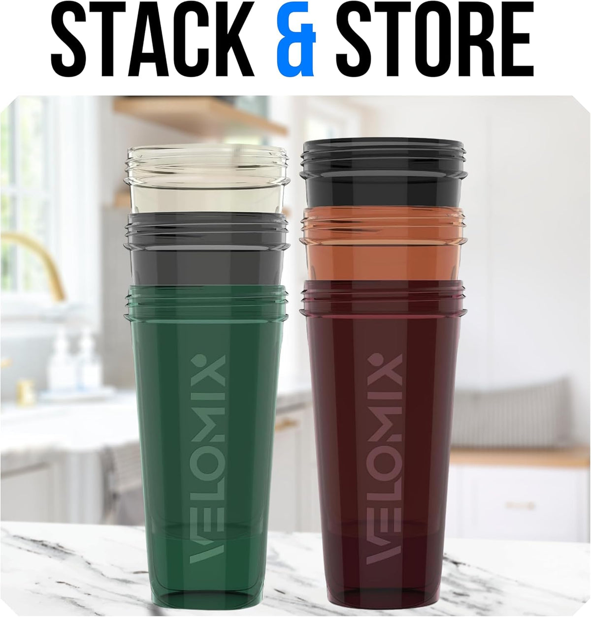 -6 PACK- Shaker Cups for Protein Shakes 28 Oz - 6X Wire Whisk | Leak Proof Protein Shaker Bottle Pack for Pre & Post Workout