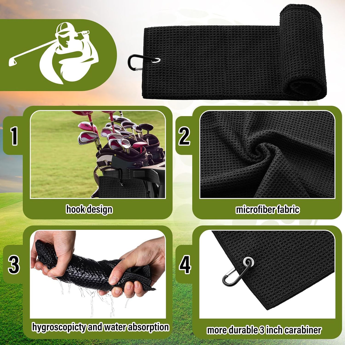 Ultimate 12-Piece Golf Accessories Kit for Women – Stylish Black Golf Tees, Towel, Ball Bag, and More!